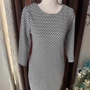 F&F Black And White Geometric Knit Dress- Size M